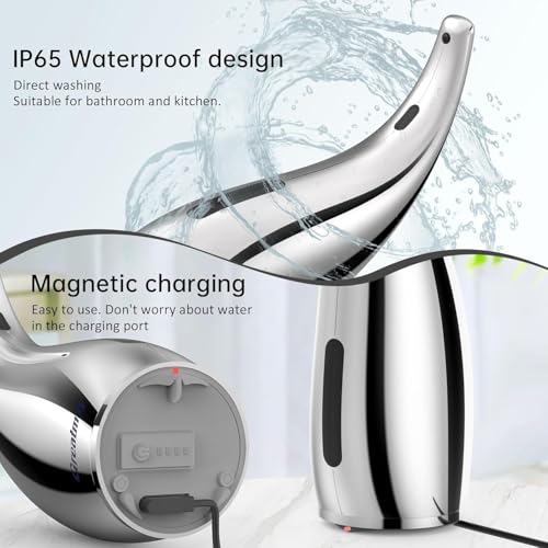 Automatic Soap Dispenser,4 Adjustable Levels Touchless Hand Sanitizer Pump with Infrared Sensor, Countertop Electric Soap Dispenser for Bathroom,Kitchen(TS2012) (Silver-Pink-Blue) - color: Silver Set