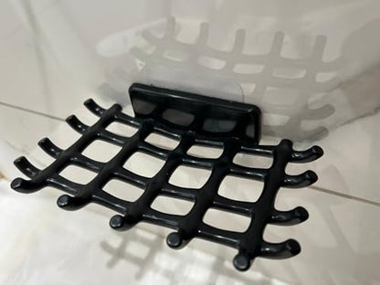 2-Pack Adhesive Soap Holder, No Drill Wall Mounted Self Draining Soap Dish for Shower Bathroom Kitchen(Black) - color: Black