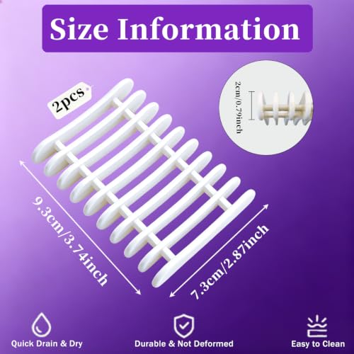 2 Pcs White Plastic Soap Dish, Self Draining Waterfall Design Bar Soap Holder, Non-Slip Soap Saver Tray Keeps Soap Dry for Shower Bathroom Kitchen Countertop - color: White