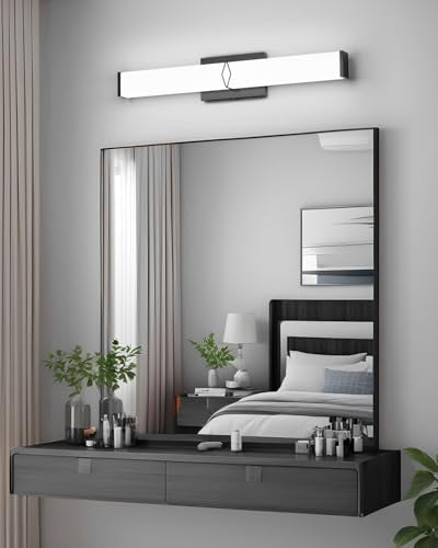 LED Bathroom Vanity Light,24inch Dimmable,25W 2700LM,5700K,ETL,BK | Integrated LED Modern Bathroom Light Fixtures,Matte Black Vanity Lighting Fixture Over Mirror,Wall Lights,ETL Certified - color: 5700K, size: 24in-5700k