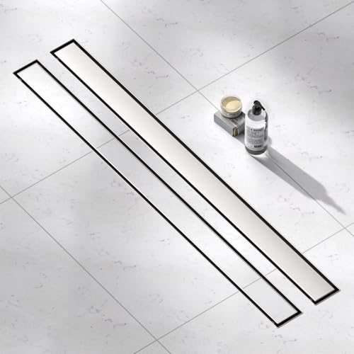 Brushed Nickel Linear Shower Drain,36 inch with Insert Grate | Stainless Steel,Durable Construction,Blocks Insects and Odors,Rapid Drainage,Avoid Standing Shower Water,Easy Clean for Hair - size: 36 Inch