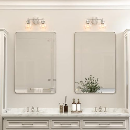 VONLUCE 2 Light Bathroom Vanity Light Fixtures, Brushed Nickel Finish | Globe Glass Shades, E26 Sockets, Easy to install, ETL Certificated, Vanity Lights for Bedroom Hallway Living Room - color: Nickel, size: 2-Light