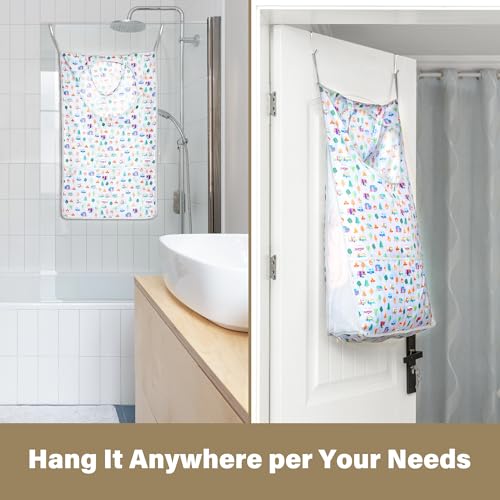 Kay&J Hanging Laundry Hamper, with Side Mesh for Extra Large Capacity, Handy RV accessory and Camper Decor, 32x19 Inch, Over the Door Laundry Bag