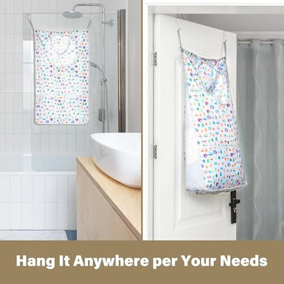 Kay&J Hanging Laundry Hamper, with Side Mesh for Extra Large Capacity, Handy RV accessory and Camper Decor, 32x19 Inch, Over the Door Laundry Bag