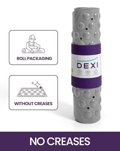 DEXI Bathtub Mat Non Slip 16x35, Shower Floor Mats for Bathroom Bath Tub | Grey, Washable Oval Bathmat, Suction Cups and Drain Holes to Keep Tubs Clean - color: All Grey
