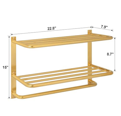 3-Tier Bathroom Towel Rack, SUS 304 Wall Mount, Brushed Gold - color: Brushed Gold, size: 23 Inch 3 Tier