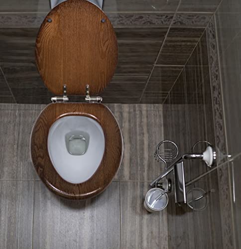 Design House Dalton Elongated Toilet Seat, Java Brown | Surface, Traditional, Wood, Hardware, 560235-JV - color: Dark Wood