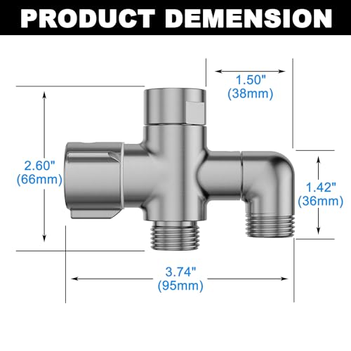 3-Way Shower Diverter Valve, 1 Inlet for 2 Outlets - Solid Metal Divider Allows Switching Between Fixed & Handheld Showerheads, G1/2 Universal Fit, (Brushed Nickel) - color: Brushed Nickel