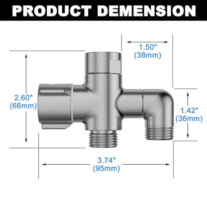 3-Way Shower Diverter Valve, 1 Inlet for 2 Outlets - Solid Metal Divider Allows Switching Between Fixed & Handheld Showerheads, G1/2 Universal Fit, (Brushed Nickel) - color: Brushed Nickel