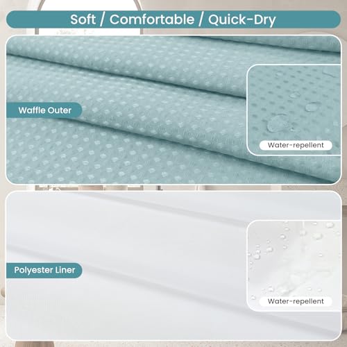 No Hook Shower Curtain Set with Snap-in Detachable Liner, 230 GSM Waffle Weave Fabric, Heavy Duty Water-Repellent, Pale Blue, 72 x 74 Inch - color: Pale Blue, size: 72"W x 74"L (Pack of 1)