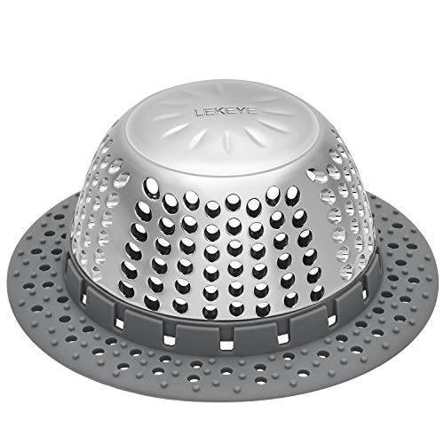 LEKEYE Drain Hair Catcher/Bathtub Drain Cover/Drain Protector for Pop-Up & Regular Drains(Patented Product) - color: Gray