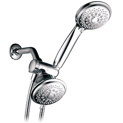 Hotel Spa 4-Inch Twin Shower Head Combo, Chrome, 30-Setting Shower Heads, 6-Foot Stainless Steel Hose, Ultra-Luxury, Showerspa - color: Chrome - 6 ft Hose