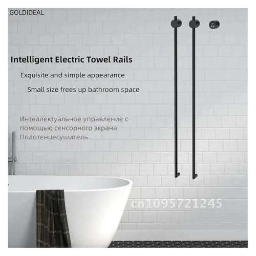 Vertical Electric Heated Towel Rail for Bathroom, Freestanding Towel Warmer Rack with Smart Temperature Control,40-60°C Adjustable for Drying Towels and Silk Care, Modern Black Towel Heater Bar for B - color: Matt Black