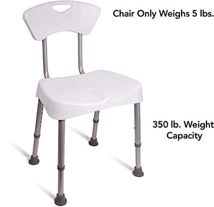 Carex Bath Seat and Shower Chair with Back - Durable Bath Chair for Shower, Shower Seat and Bench for Adults, Height Adjustable Shower Chair for Elderly, Shower Stools for Small Spaces