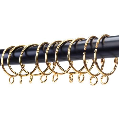 Openable Curtain Rings with Eyelets,1inch Heavy Duty Rustproof Metal Drapery Rings,Shower Curtain Rings 24pcs Gold Zocang - color: Gold, size: 1inch Inside Diameter