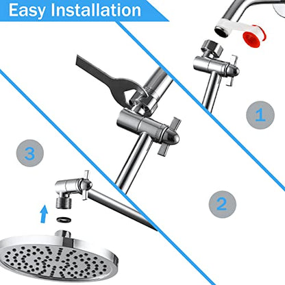 Chrome Shower Head Extension, 10 Inch Solid Brass Shower Extension Arm with Durable Anti-leak Lock Joints, Adjustable Shower Head Extension Arm - color: Chrome, size: 10 Inch