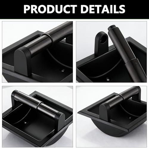 1 Pcs Matte Black Recessed Toilet Paper Holder for Large Rolls, Pivoting Black Toilet Paper Holder Wall Mount Stainless Steel, in Wall Toilet Paper Holder Black, Bathroom Toilet Paper Wall Holder