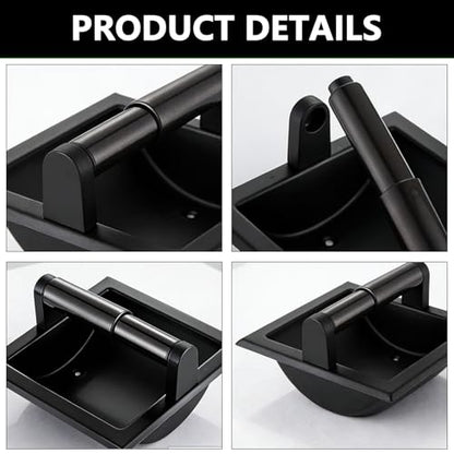 1 Pcs Matte Black Recessed Toilet Paper Holder for Large Rolls, Pivoting Black Toilet Paper Holder Wall Mount Stainless Steel, in Wall Toilet Paper Holder Black, Bathroom Toilet Paper Wall Holder