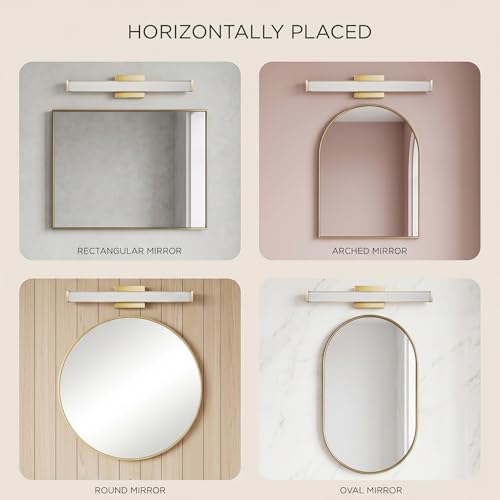 URSOLA 36" Modern LED Bathroom Light Fixtures, Golden 3CCT Dimmable Bathroom Vanity Light Over Mirror, Bathroom Vanity Bath Bar Lights with Double Layer Acrylic Shade - color: Golden, size: 36inch