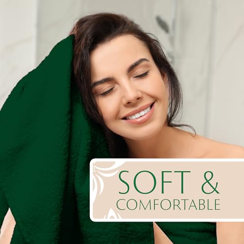 MAURA Hunter Green Extra Large Turkish Cotton Luxury Bath Towels Set of 4. Ultra-Soft, Thick & Plush Towels for Bathroom - Dark Green - color: Midnight Green, size: Bath Towel (4-Pack)