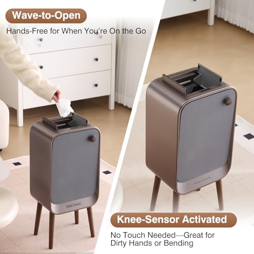Motion Sensor Touchless Trash Can for Living Room Bedroom, 5.3 Gallon/20L Automatic Stainless Steel Slim Tall Garbage Can with Butterfly Lid&Legs, Eclipse Grey - color: Grey