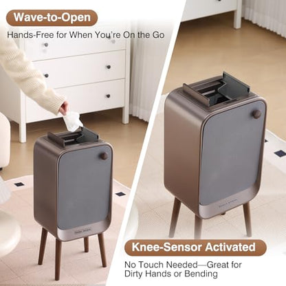 Motion Sensor Touchless Trash Can for Living Room Bedroom, 5.3 Gallon/20L Automatic Stainless Steel Slim Tall Garbage Can with Butterfly Lid&Legs, Eclipse Grey - color: Grey