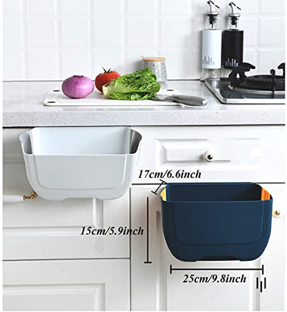 Hanging Folding Mini Trash Can for Kitchen Cabinet Door, Small Collapsible Garbage Bin Under Sink,Wall Mounted Folding Waste Bin- Mini Garbage Container for Cabinet/Bedroom/Bathroom (3L) (Black) - color: Black