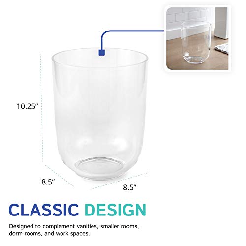 Huang Acrylic Clear Round Wastebasket Trash Can | Garbage Container Bin for Bathrooms, Kitchens, Home Offices | Shatter-Proof, Stylish, Durable and Compact Design - size: Round