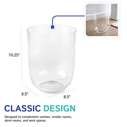 Huang Acrylic Clear Round Wastebasket Trash Can | Garbage Container Bin for Bathrooms, Kitchens, Home Offices | Shatter-Proof, Stylish, Durable and Compact Design - size: Round