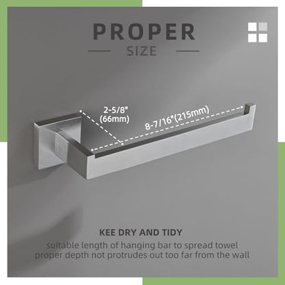 Angle Simple Brushed Nickel Hand Towel Holder, 10.24-in Bathroom Towel Bar | Sturdy SUS304 Stainless Steel, Square Hanger with Open Arm, Space Saving Home Decor, Screws Mounted - color: Brushed Nickel