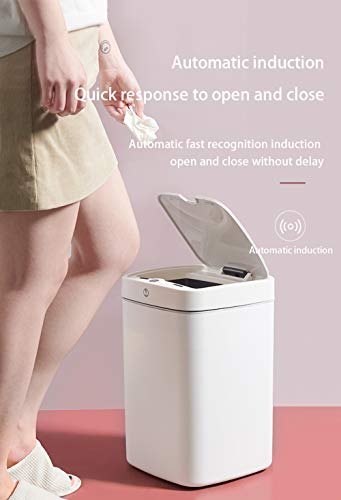 Sensor Trash Can Automatic Trash Can Garbage Can 4.7 Gallon Metal Touchless Automatic Pearl White Waste Bin for Office Bathroom