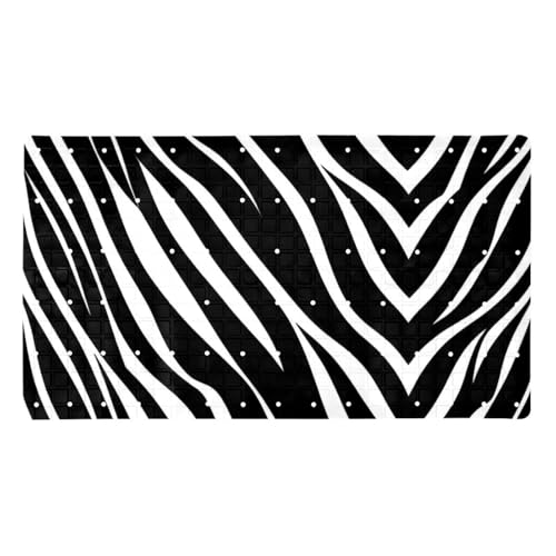 Bathtub Mat Non Slip 26.8x15.1In, Animal Zebra Bath Mat for Tub Decorative Bath Tub Mat with Drain Holes Suction Cups, Bathroom Decor PVC Shower Mats - color: Multi 6