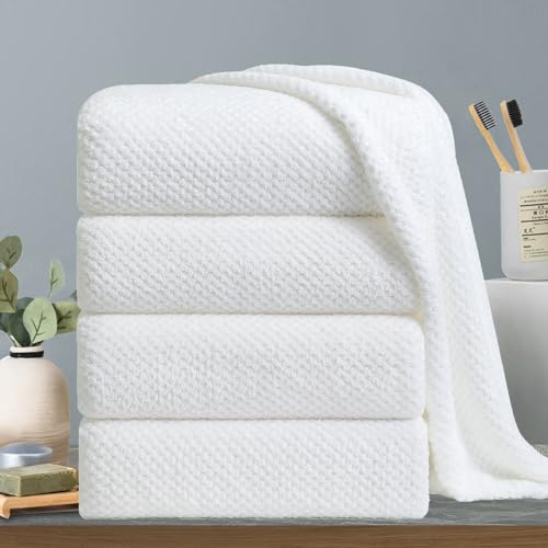 Extra Large Bath Towels Set 35x70 Inches - White Luxury 600 GSM Oversized Bath Sheet Towel,Ultra Soft Microfiber - Quick Dry,Highly Absorbent Shower Towels Spa Hotel Bathroom Towel Set (4-Pack) - color: White Set, size: 4-Piece Set