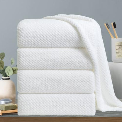 Extra Large Bath Towels Set 35x70 Inches - White Luxury 600 GSM Oversized Bath Sheet Towel,Ultra Soft Microfiber - Quick Dry,Highly Absorbent Shower Towels Spa Hotel Bathroom Towel Set (4-Pack) - color: White Set, size: 4-Piece Set