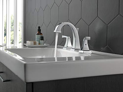 Delta Dryden Chrome Bathroom Faucet 3 Hole, 8 Inch Widespread Bathroom Sink Faucet for Vanity, Metal Push-Pop Drain Assembly, Chrome 3551-MPU-DST
