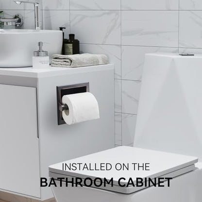 JunSun Oil Rubbed Bronze Recessed Toilet Paper Holder Stainless Steel ORB Toilet Paper Roll Holder Tissue Holder Tissue Roll Holder 6" X 6" Square Jumbo Mega Roll Holder Rear Mounting Bracket Included - color: Oil Rubbed Bronze
