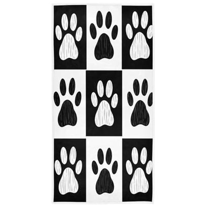 Wamika Dog Pattern Large Hand Towels Doodle Black White Dog Animals Paws Print Bath Towel Ultra Soft Highly Absorbent Multipurpose Bathroom Towel for Hand,Face,Gym,Sports and Spa Home Decor, 16x30 in