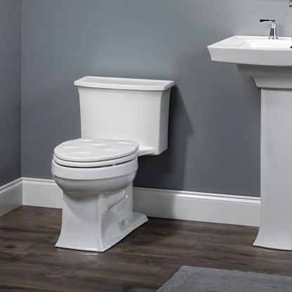 Mayfair Sculptured Basketweave Slow Close Toilet Seat, Easy Clean Hinges with Durable Wood Seat, Made in USA, Elongated, White - size: Elongated, style: Basket Weave