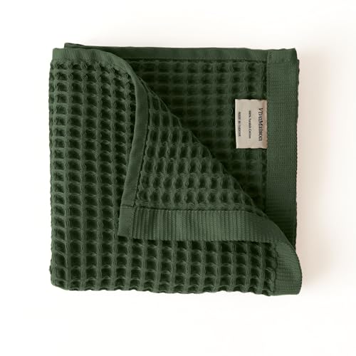 Premium Waffle Hand Towels Pack of 4 Extra Large 20x35 inch - 100% Turkish Cotton, Waffle Weave, Quick Dry, Lint Free, Super Absorbent Hand Bath Towel (Dark Green, Set of 4 Hand Towels) - color: Dark Green, size: Set of 4 Hand Towels