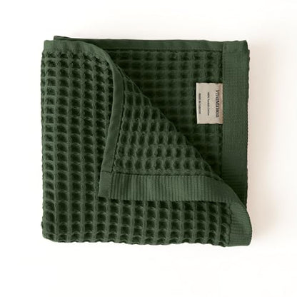 Premium Waffle Hand Towels Pack of 4 Extra Large 20x35 inch - 100% Turkish Cotton, Waffle Weave, Quick Dry, Lint Free, Super Absorbent Hand Bath Towel (Dark Green, Set of 4 Hand Towels) - color: Dark Green, size: Set of 4 Hand Towels