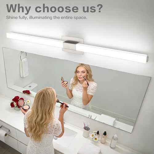 Brushed Nickel Bathroom Vanity Light - 48 Inch Extra Long Modern LED Vanity Light Bar IP44 Rust-Resistant 5CCT - color: Upgraded - Brushed Nickel - 5CCT Dimmable, size: 48 inch