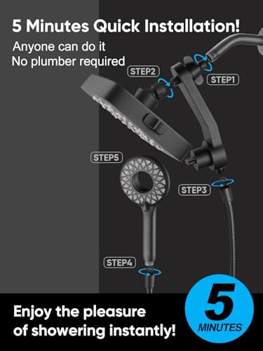 Cobbe® Dual Shower Head with Magnetic Handheld, Matte Black | Rain Shower Combo, 2-in-1 Fixed & Detachable, Multiple Spray Modes, Built-in Magnet Dock, 6ft Hose - color: Black