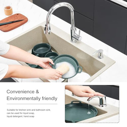 Kitchen Sink Soap Dispenser - Chrome, G080C-G | Sink Soap Dispenser Pump with 40" Silicone Soap Dispenser Extension Tube, Say Goodbye to Frequent Refills - color: Chrome, size: with Hose