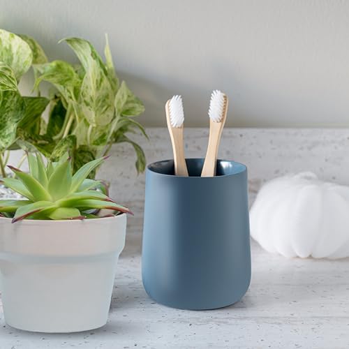 Yew Design Matte Blue Bathroom Toothbrush Holder Cup - Round - color: Round Matte Blue