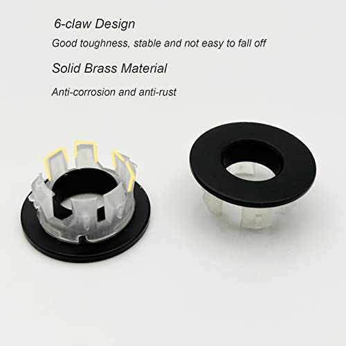 2 Pack Sink Overflow Ring Matte Black Bathroom Vanity Sink Overflow Cover Insert in Round Trim Cap Brass Material