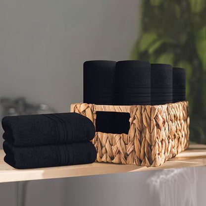 BOUTIQUO Ultra Soft Cotton Washcloths, Contains 12 Piece Face Cloths 12x12 inch, Ideal for Everyday use Face Towels, Compact & Lightweight Multi Purpose Washcloths - Black - color: Black, size: Washcloths - Set of 12