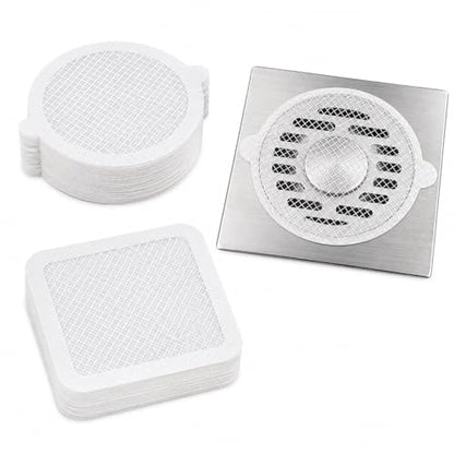 Disposable Drain Hair Catcher Mesh Stickers, Round & Square Shower Drain Covers for Hair, Adhesive Bathtub Sink Drain Protector, Disposable Hair Trap Strainer for Bathroom, Kitchen, Tub