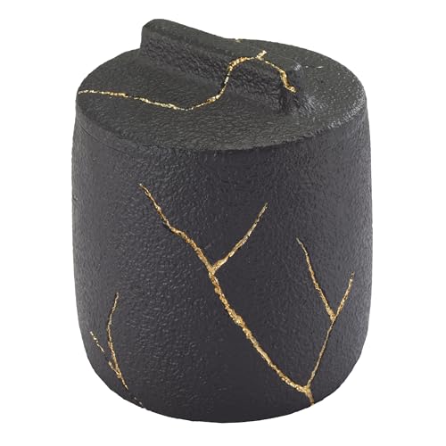 Nicole Miller - Covered Jar, Resin Countertop Accessories, Dorm Room Essentials (Sydney Collection, Black/Gold) - size: 179.2 Ounces
