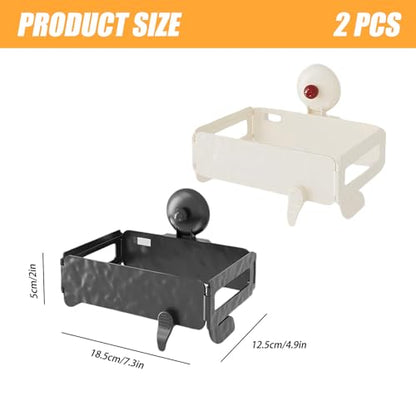 2 Pcs Folding Trash Bag Holder, Removable Suction Cup Kitchen Trash Can Hanging Rack, Collapsible Detachable Garbage Bag Holder, Space Saving Towel Hanger for Kitchen/Bathroom/RV/Cabinets/Dorm Room