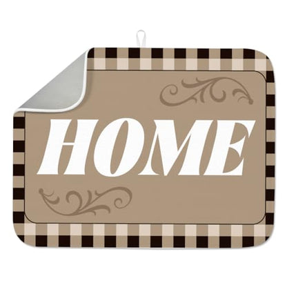 Checkered Dish Drying Mat for Kitchen Counter 18"x24" Home Absorbent Dish Drainer Mat Anti-Slip Quick Dry Heat Resistant Coffee Bar Pad for Table Faucet Sink Coffee Bar Refrigerator - style: Home